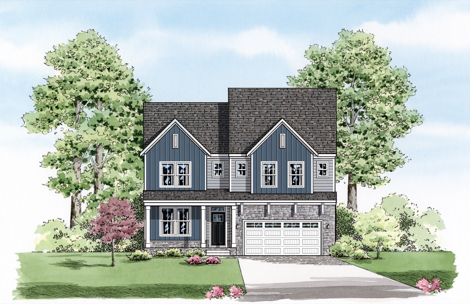 Chartwell Elevation D — two-story custom home for Build On Your Land in Maryland and Pennsylvania