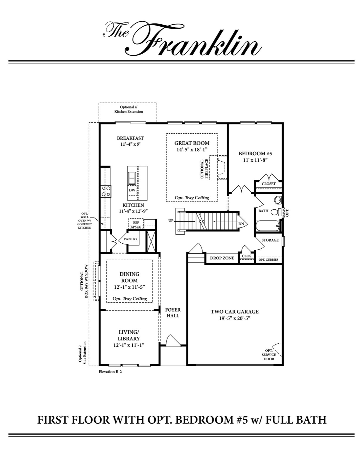 Franklin First Floor — Opt. 5th Bedroom — Ward Communities home