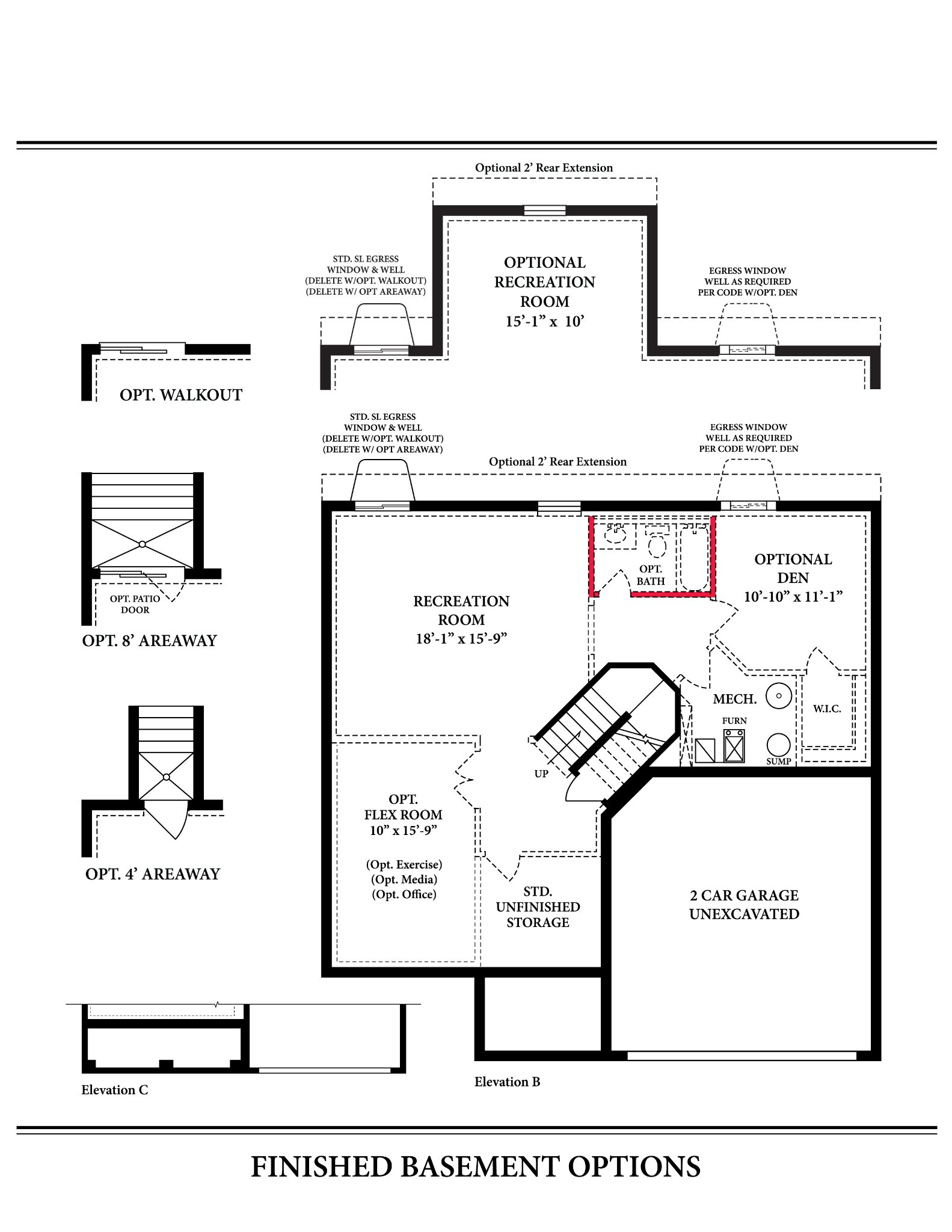 Hampton II finished basement option — Ward Communities custom home