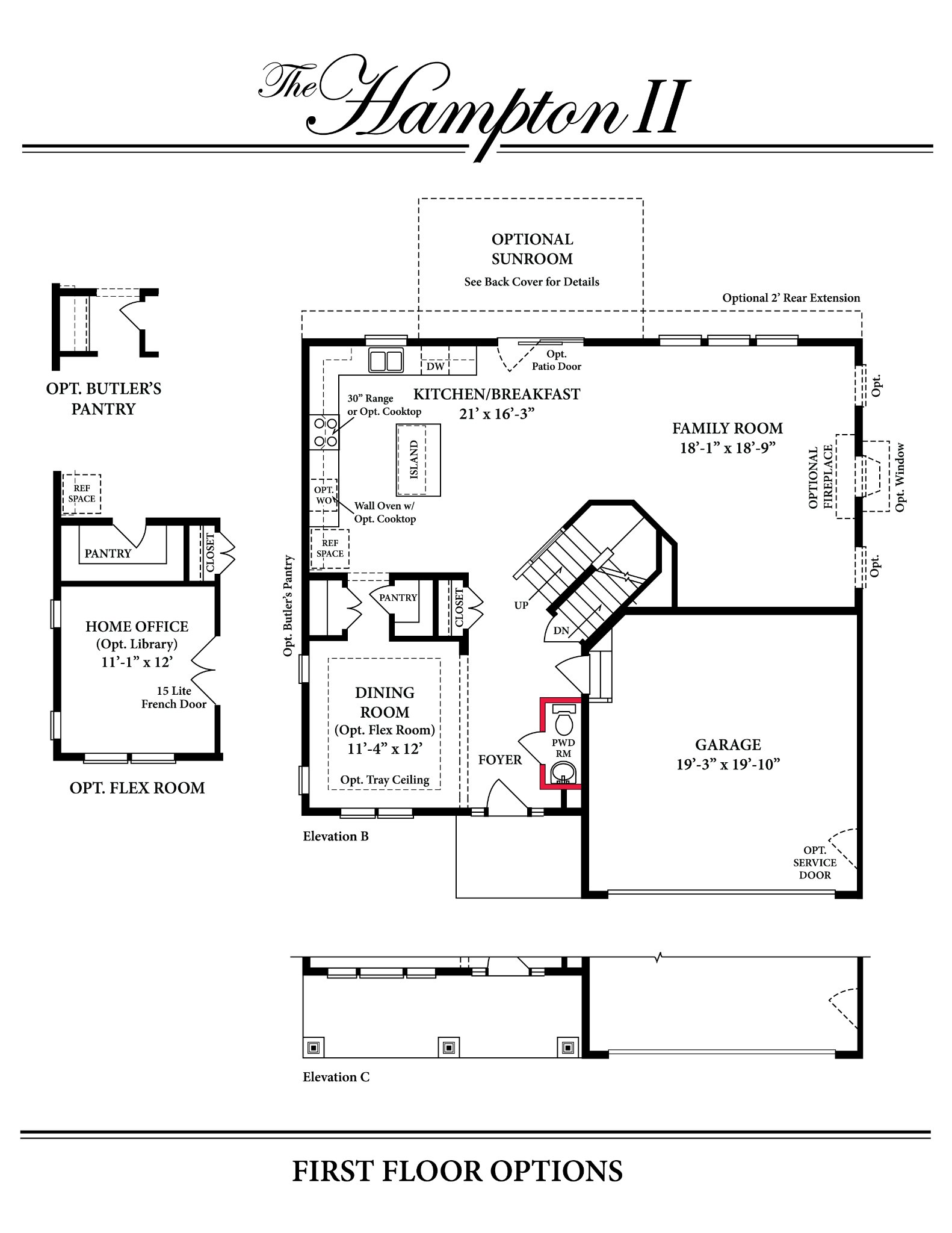 Hampton II first floor plan with enhanced insulation — Ward Communities custom home